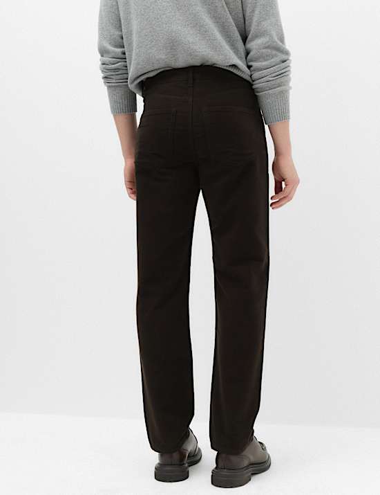 Pantalon 5 poches coupe droite en tissu Moleskin d&rsquo;origine italienne