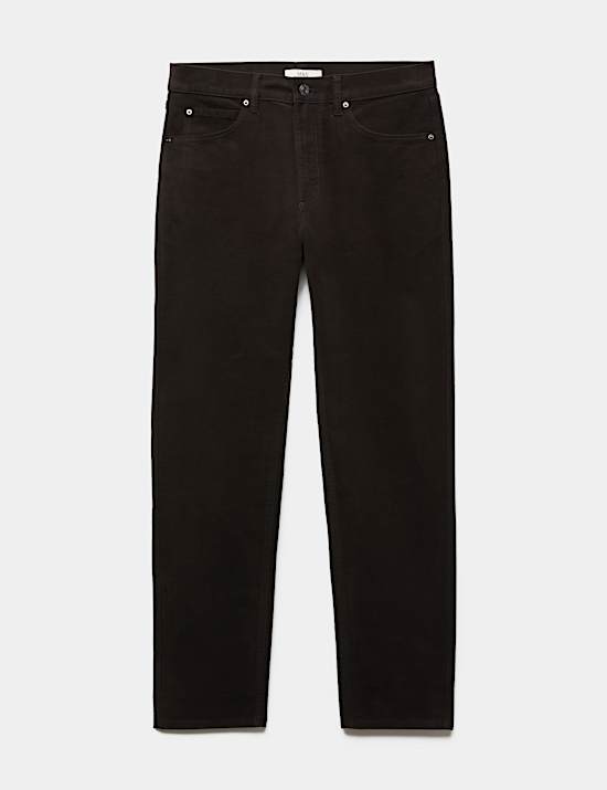 Pantalon 5 poches coupe droite en tissu Moleskin d&rsquo;origine italienne