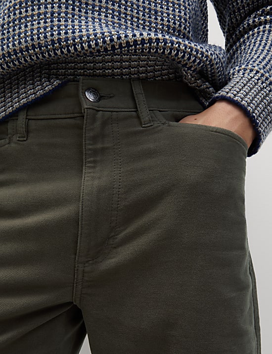 Straight Fit Italian Moleskin 5 Pocket Trousers