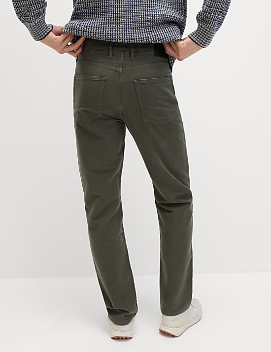 Straight Fit Italian Moleskin 5 Pocket Trousers