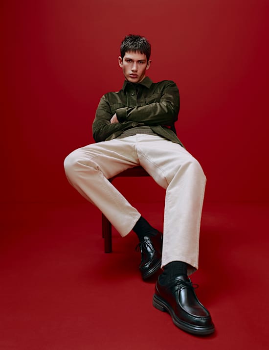 Straight Fit Italian Moleskin 5 Pocket Trousers