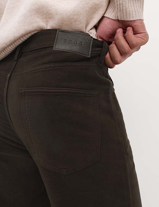Straight Fit Italian Moleskin 5 Pocket Trousers