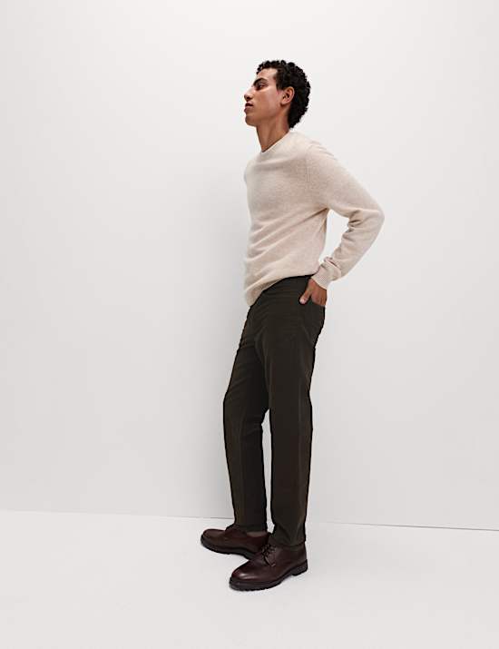 Straight Fit Italian Moleskin 5 Pocket Trousers