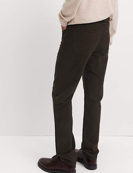 Straight Fit Italian Moleskin 5 Pocket Trousers