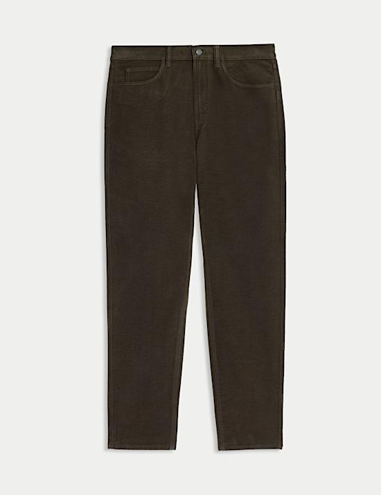 Straight Fit Italian Moleskin 5 Pocket Trousers