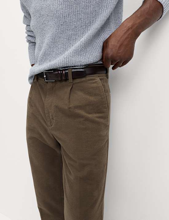Regular Fit Italian Moleskin Trousers
