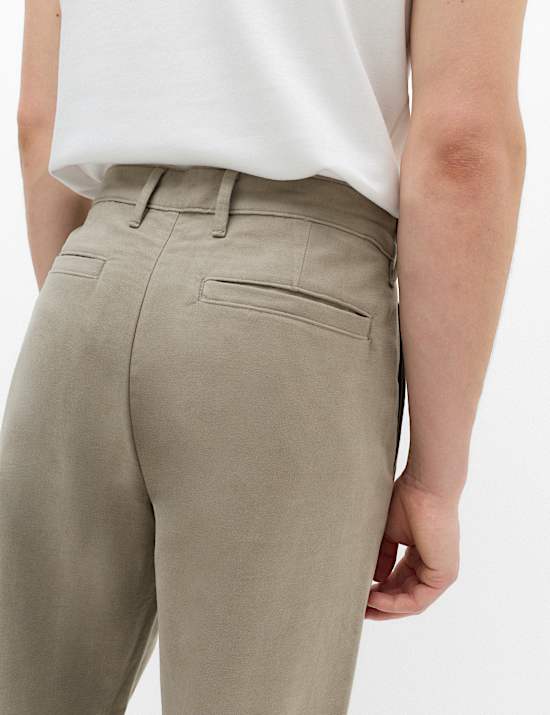 Pantalon &agrave; pli coupe d&eacute;contract&eacute;e en moleskine de coton