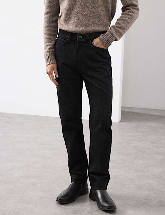 Straight Fit Jeans with Wool