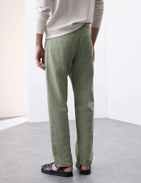 Jean l&eacute;ger coupe large en lin m&eacute;lang&eacute;