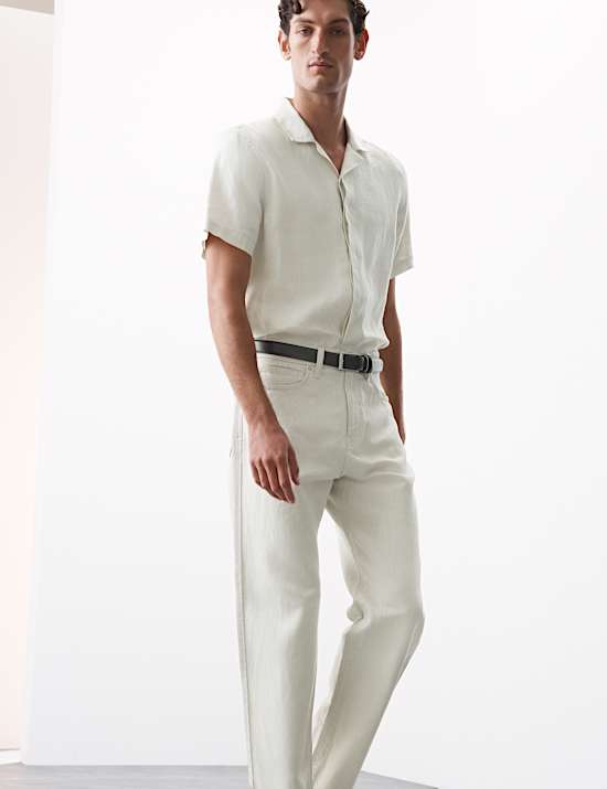 Loose Fit Lightweight Linen Blend Jeans