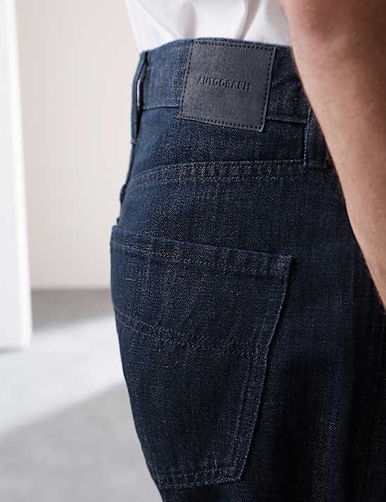 Jean léger coupe large en lin mélangé