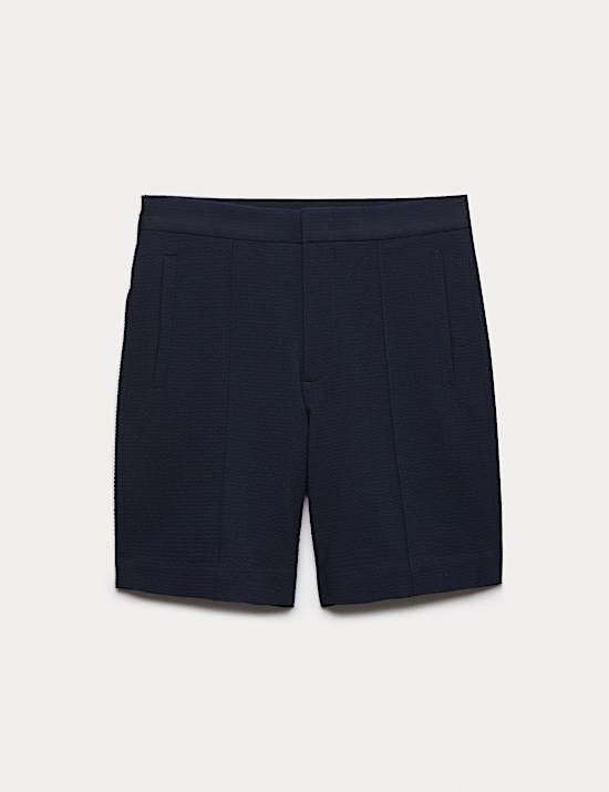 Short &eacute;l&eacute;gant en seersucker extensible