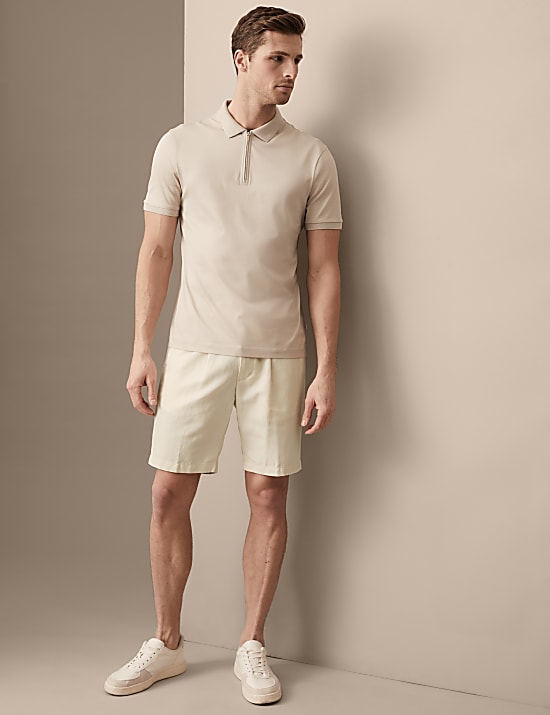 Cotton Linen Elasticated Waist Chino Shorts