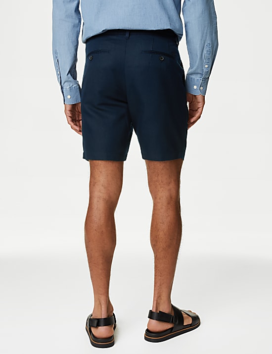 Linen Blend Pleat Front Shorts