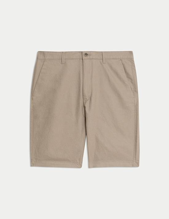 Regular Fit Cotton Linen Blend Chino Shorts