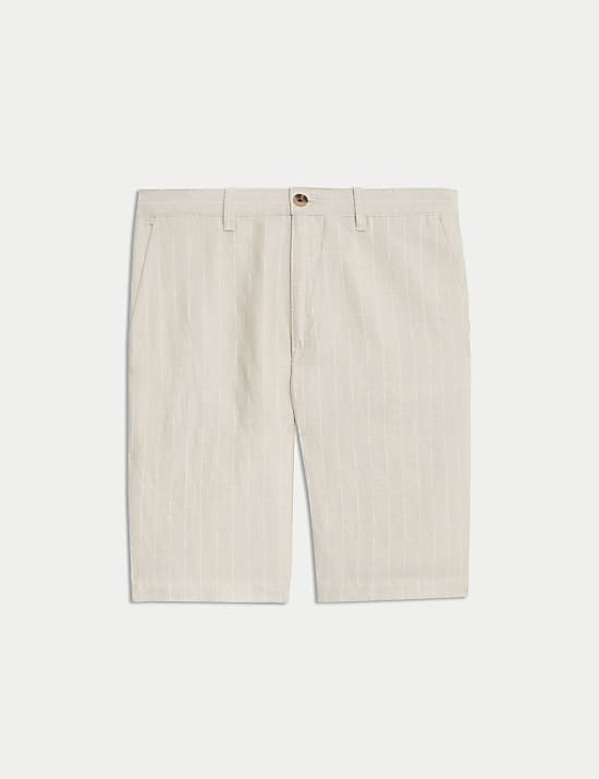 Regular Fit Cotton Linen Blend Chino Shorts