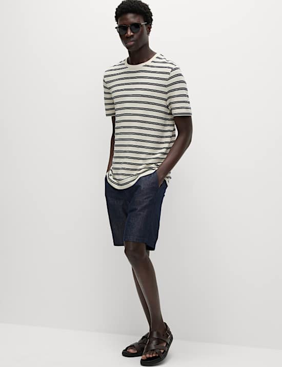 Regular Fit Cotton Linen Blend Chino Shorts