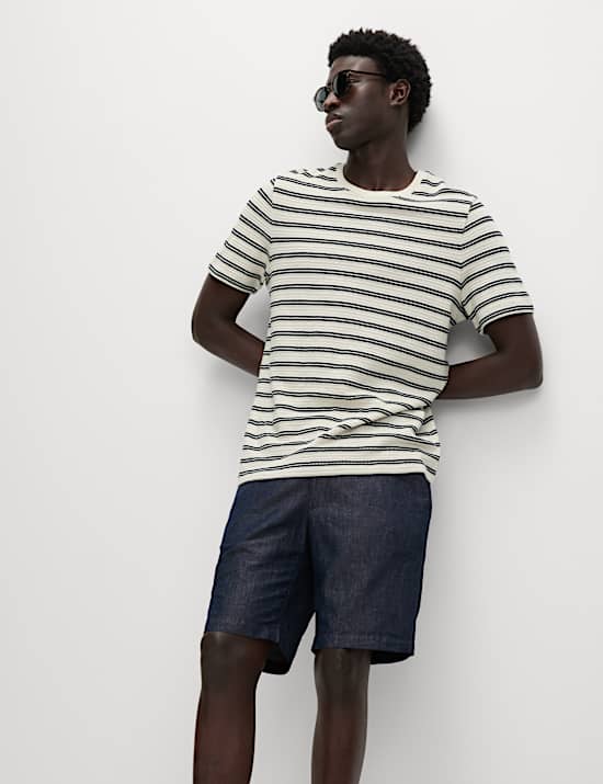 Regular Fit Cotton Linen Blend Chino Shorts