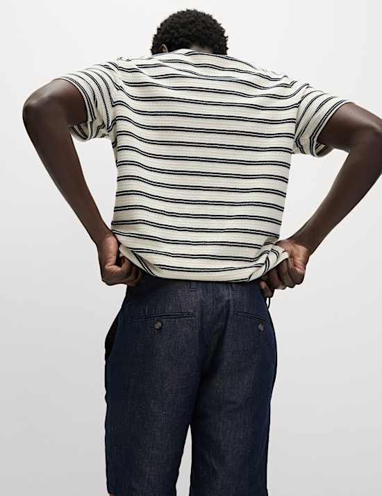 Regular Fit Cotton Linen Blend Chino Shorts