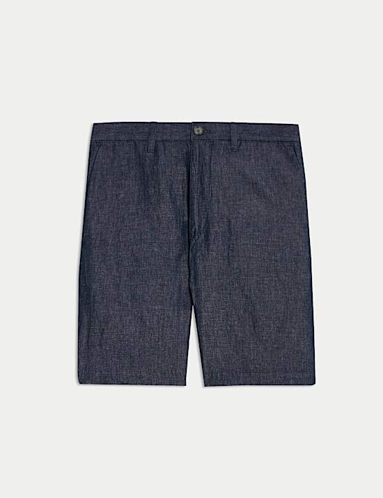 Regular Fit Cotton Linen Blend Chino Shorts