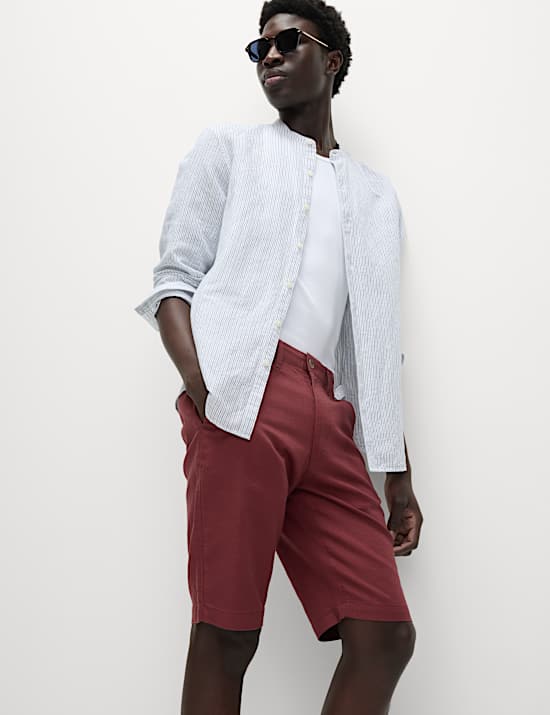 Regular Fit Cotton Linen Blend Chino Shorts