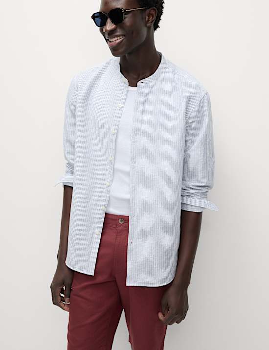 Regular Fit Cotton Linen Blend Chino Shorts