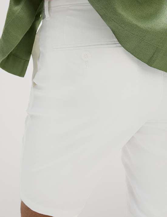 Regular Fit Cotton Linen Blend Chino Shorts