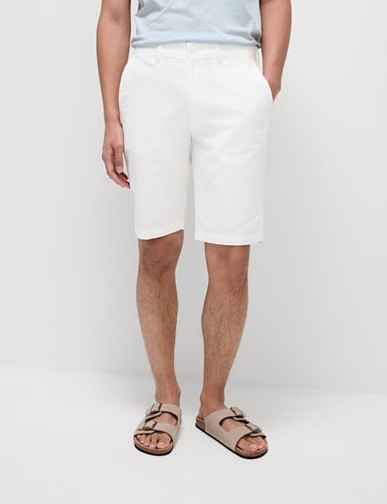 Regular Fit Cotton Linen Blend Chino Shorts