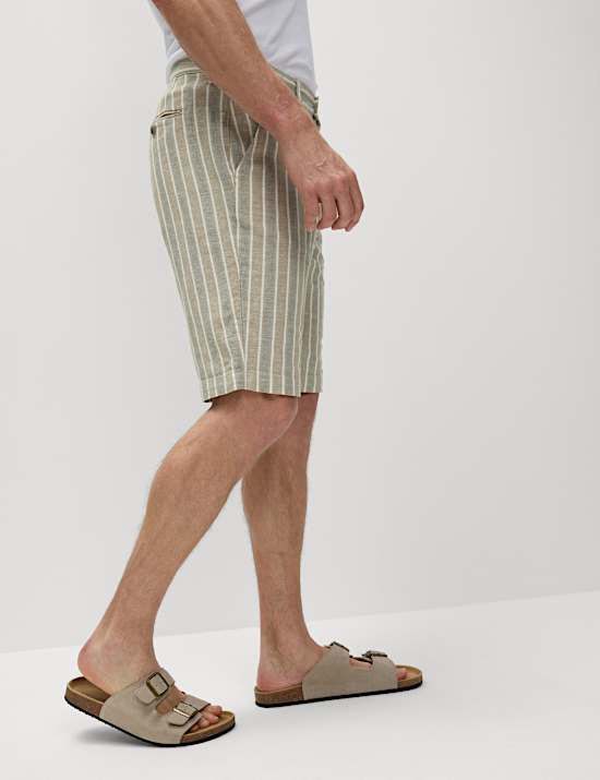 Regular Fit Cotton Linen Blend Chino Shorts
