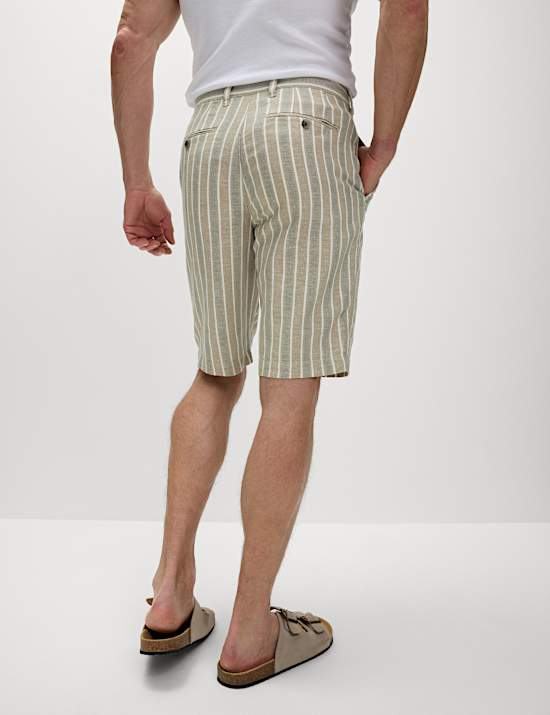 Regular Fit Cotton Linen Blend Chino Shorts