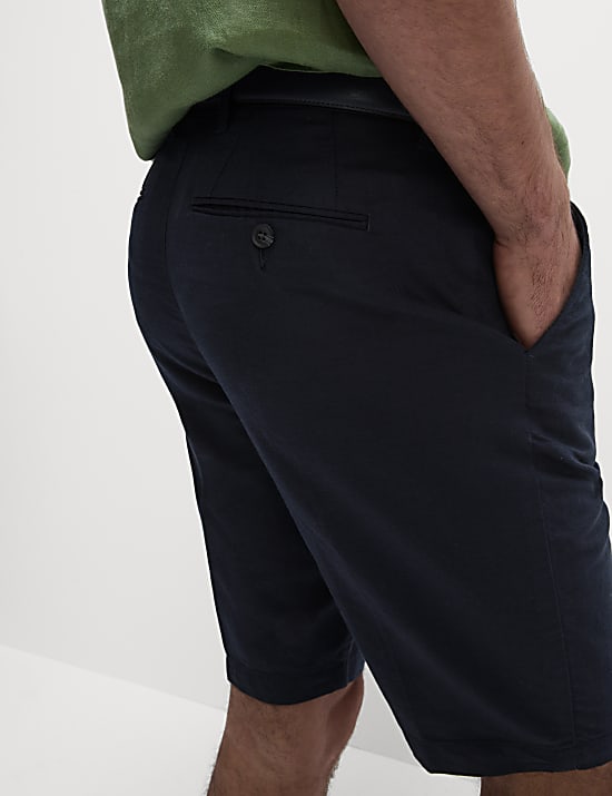 Regular Fit Cotton Linen Blend Chino Shorts