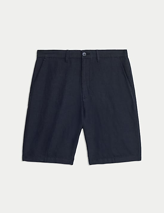 Regular Fit Cotton Linen Blend Chino Shorts