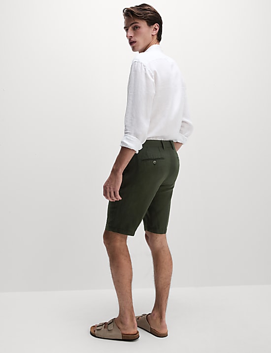 Regular Fit Cotton Linen Blend Chino Shorts
