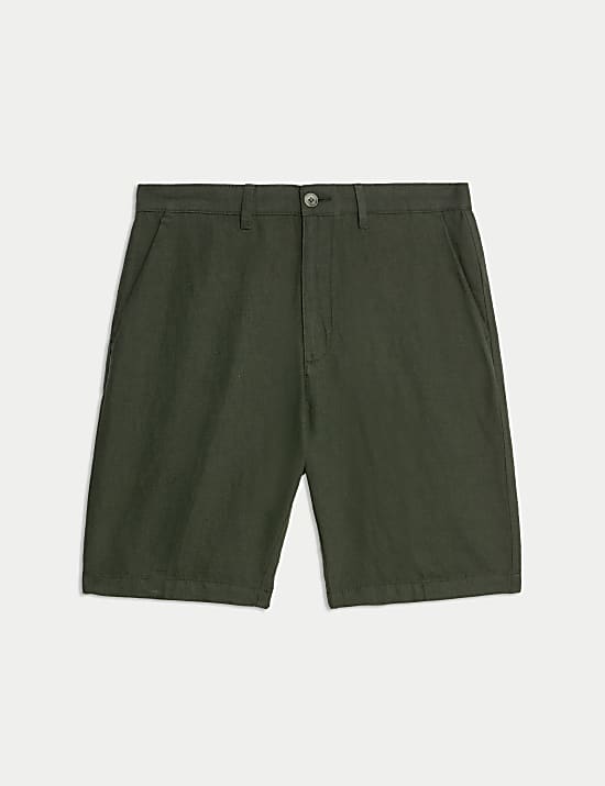 Regular Fit Cotton Linen Blend Chino Shorts
