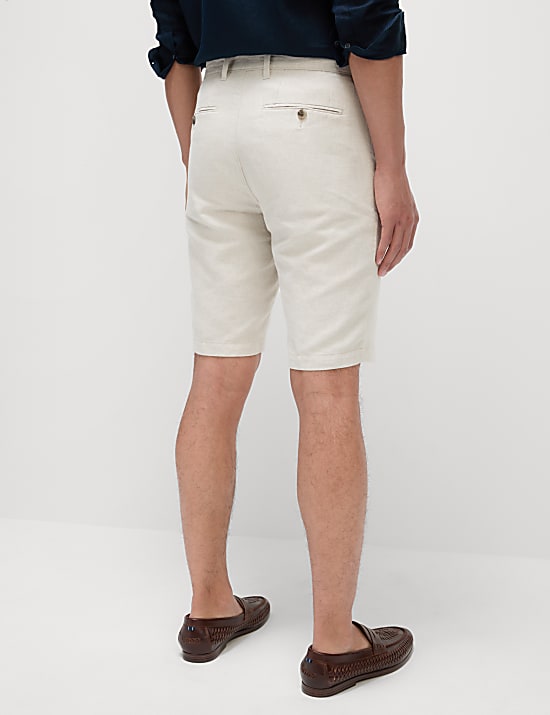 Shorts chino en lin mélangé coton coupe standard
