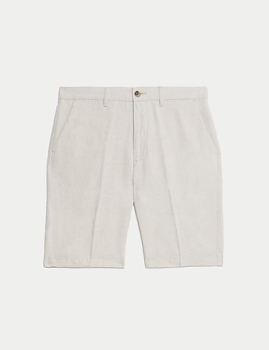 Shorts chino en lin mélangé coton coupe standard