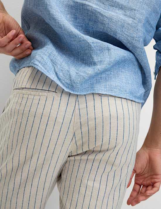 Cotton Linen Blend Elasticated Waist Shorts
