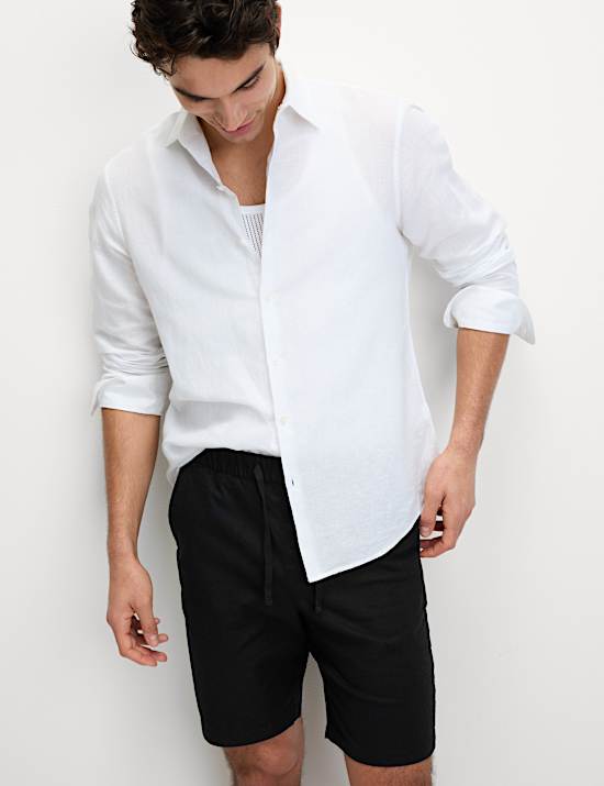 &Scaron;ortky ze směsi lnu a bavlny, s elastick&yacute;m pasem