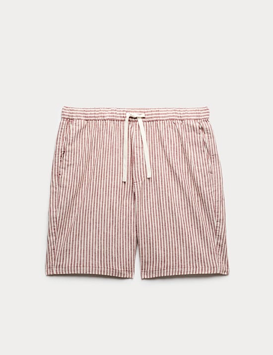 Cotton Linen Blend Stretch Shorts