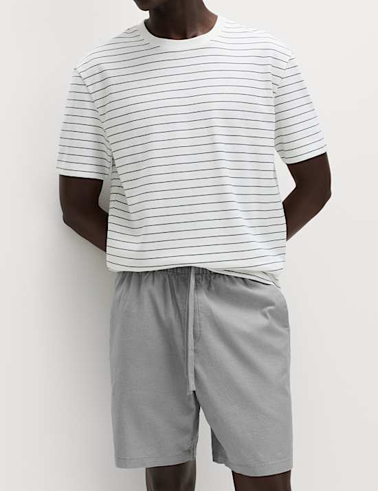 Cotton Linen Blend Stretch Shorts