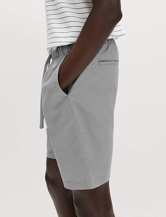 Cotton Linen Blend Stretch Shorts