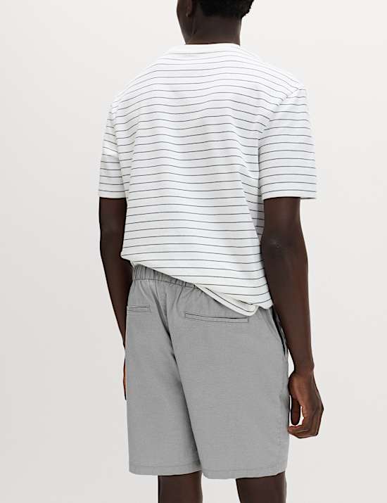 Cotton Linen Blend Stretch Shorts