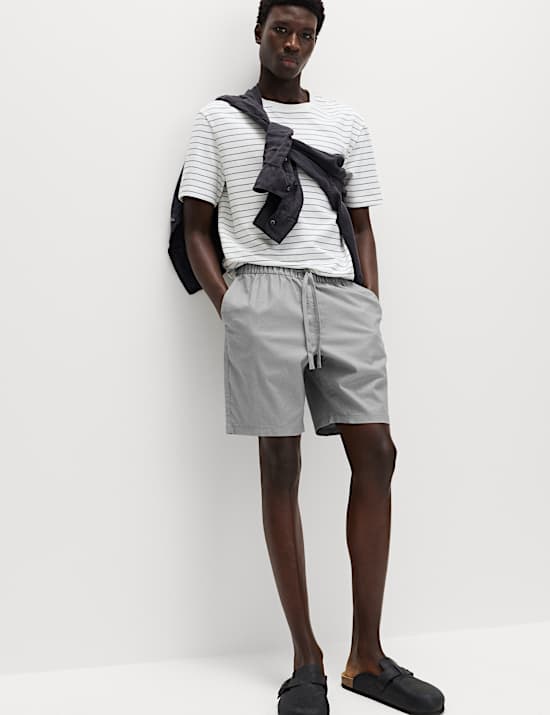 Cotton Linen Blend Stretch Shorts