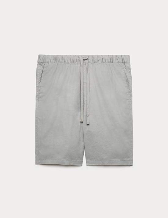 Cotton Linen Blend Stretch Shorts