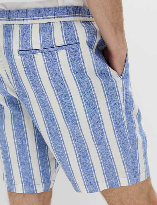 Cotton Linen Blend Stretch Shorts