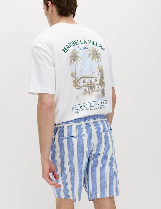 Cotton Linen Blend Stretch Shorts