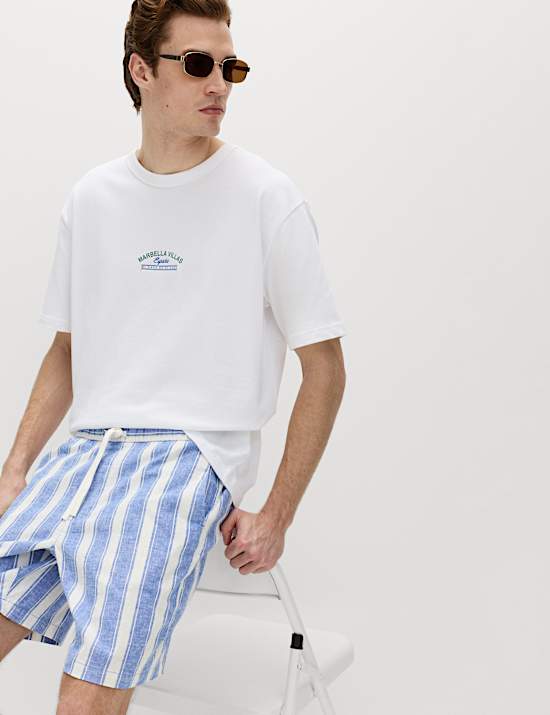 Cotton Linen Blend Stretch Shorts