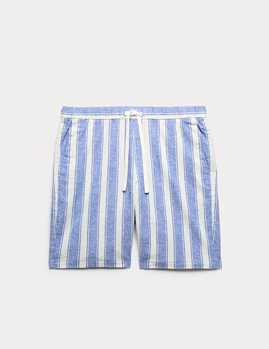 Cotton Linen Blend Stretch Shorts