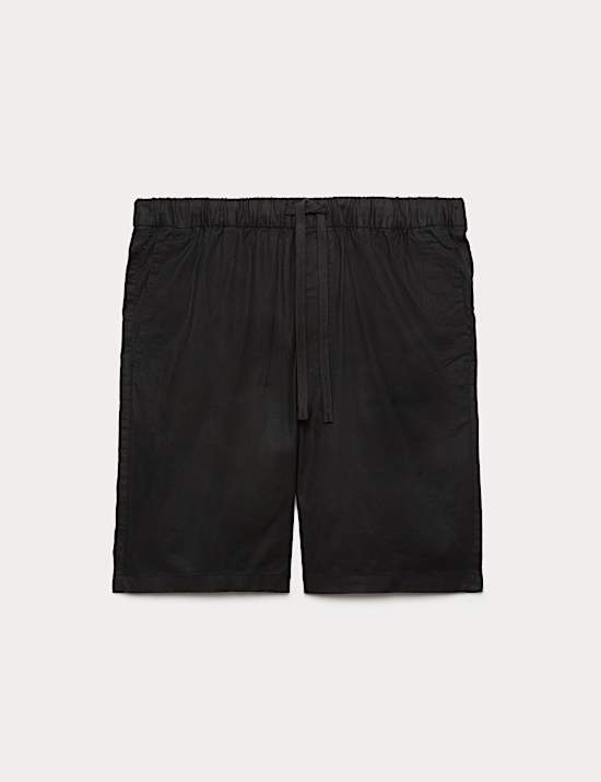 Cotton Linen Blend Stretch Shorts
