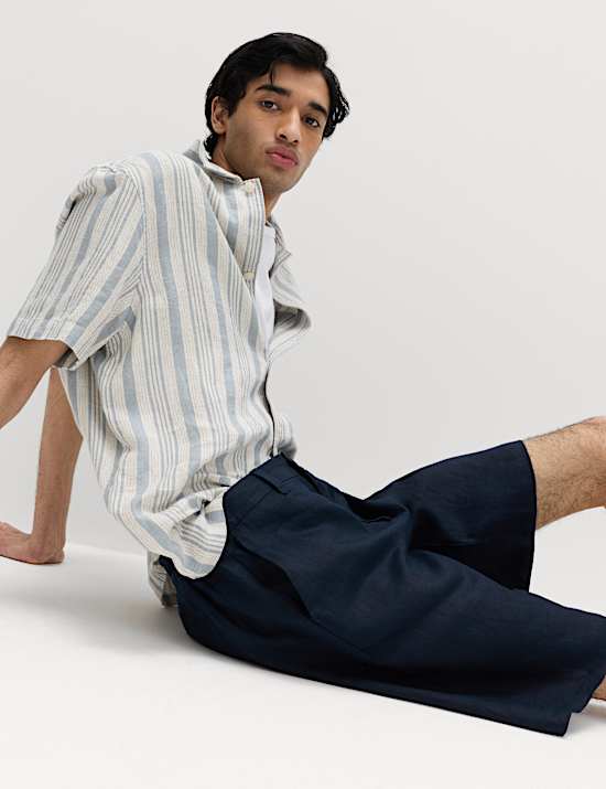 Loose Fit Pure Linen Chino Shorts